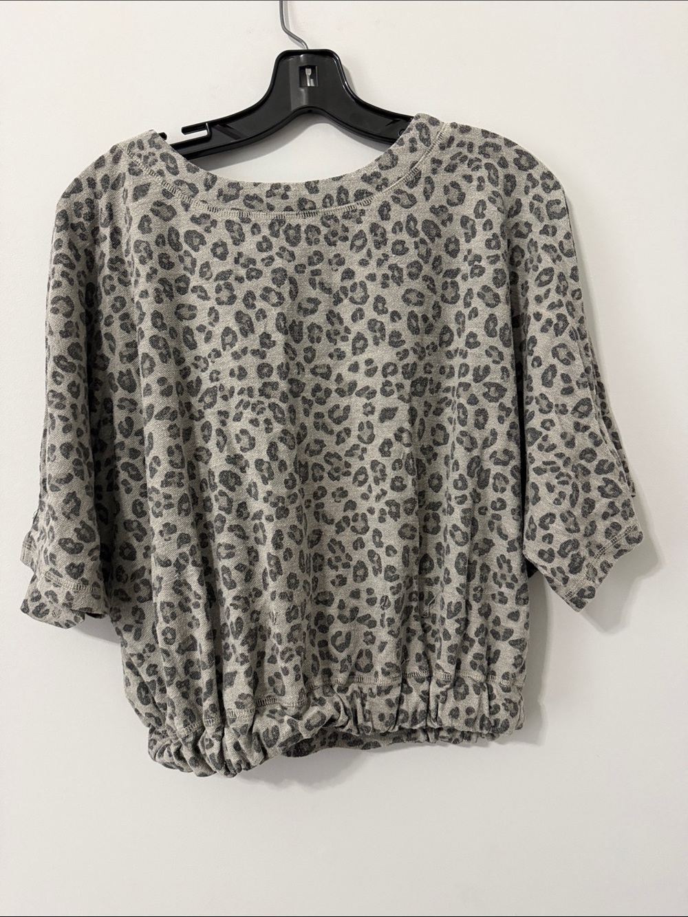 Material Girl Gray Leopard-Print Pullover Sweatshirt-Size Small